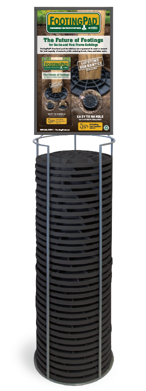 A floor display rack used to hold and display FootingPad products.